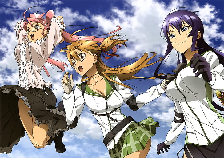 Anime, Highschool Of The Dead, Rei Miyamoto, Saeko Busujima