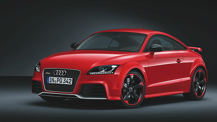 Audi TT, car, numbers, red cars, vehicle, HD wallpaper