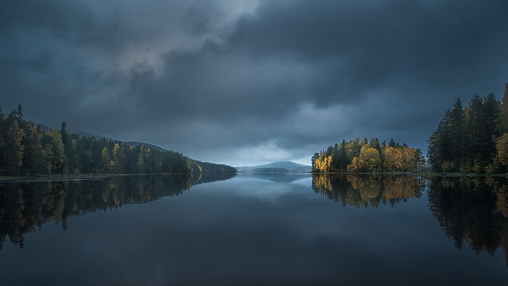 autumn, lake, reflection, Finland, North Karelia, HD wallpaper