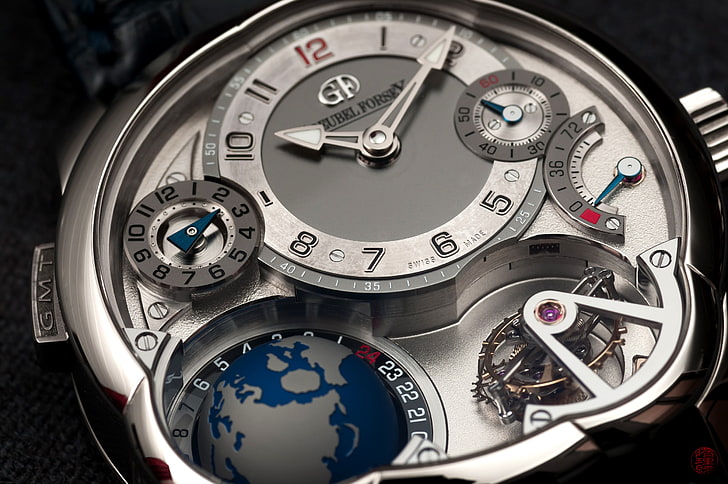 round silver-colored analog watch, luxury watches, Greubel Forsey, HD wallpaper