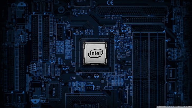 black Intel computer motherboard, microchip, technology, connection, HD wallpaper