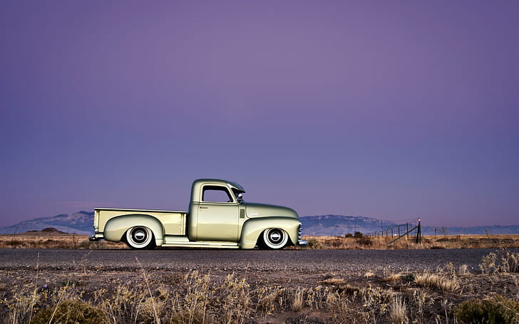 Pick up Chevy, grey single cab pickup truck, vintage cars, old cars