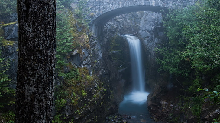 waterfalls digital wallpaper, nature, landscape, long exposure
