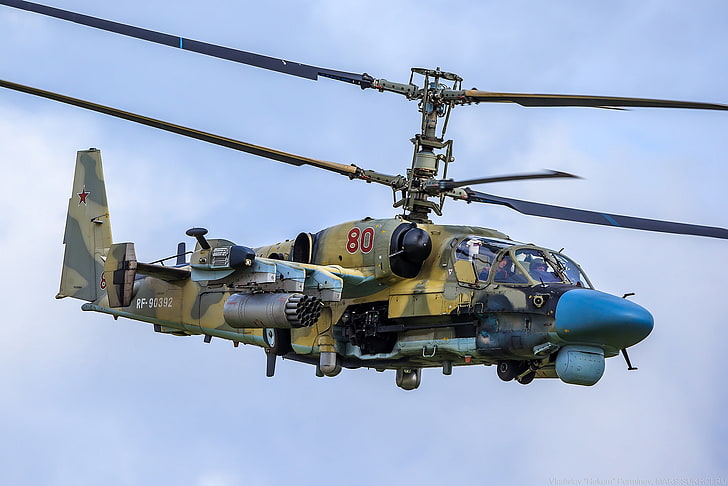 Russian Air Force, kamov ka-52, sky, military, mode of transportation, HD wallpaper