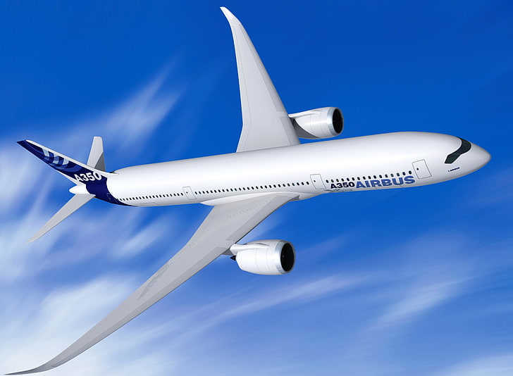 Airbus A350 XWB, white Airbus A350 airplane, Aircrafts / Planes, HD wallpaper