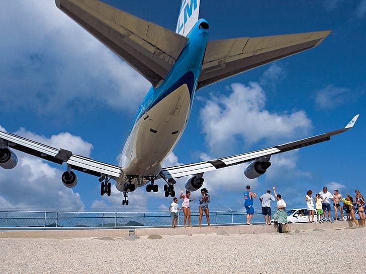 aircraft boeing 747 maho beach Nature Beaches HD Art, HD wallpaper