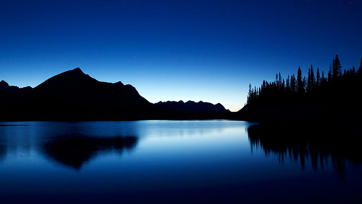 Alberta, Canada, lake, night, landscapes, blue