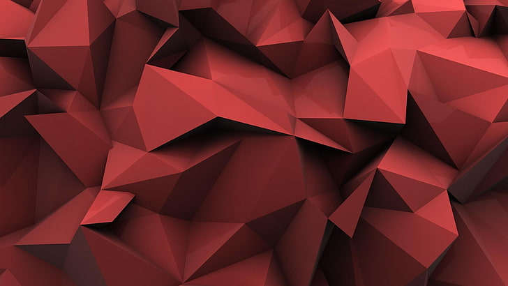 red and black origami wallpaper, minimalism, low poly, abstract, HD wallpaper