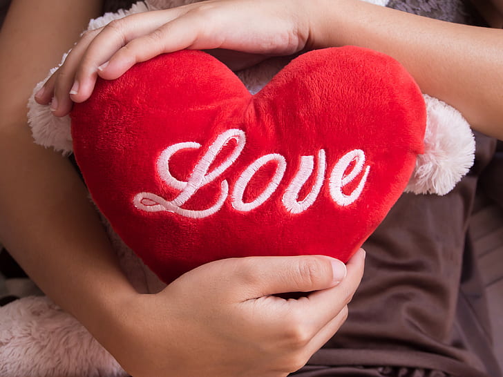 HD wallpaper: Sweet heart, red love heart pillow, romantic | Wallpaper Flare