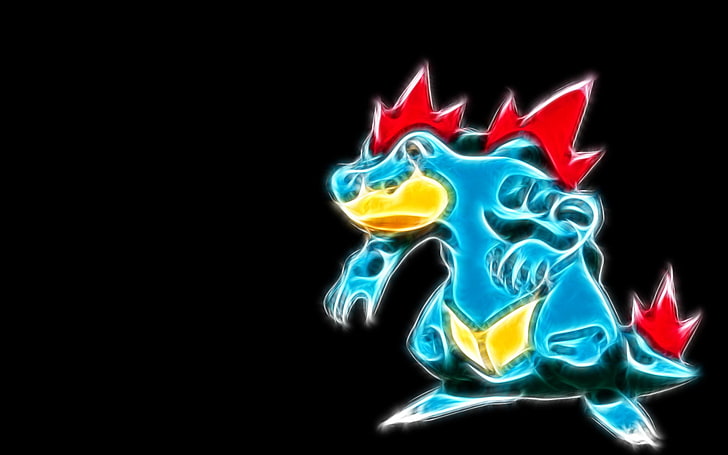 blue, red, and yellow Pokemon character vector art, Fractalius, HD wallpaper