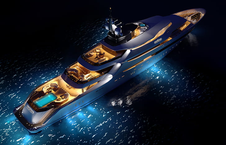 sea, yacht, concept, night, superyacht, Y708, upview, oceAnco