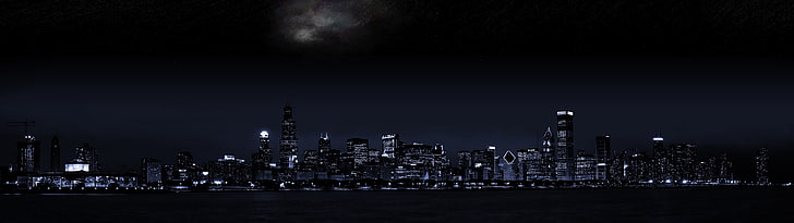 city buildings, city view at night time, dark, cityscape, urban Skyline, HD wallpaper
