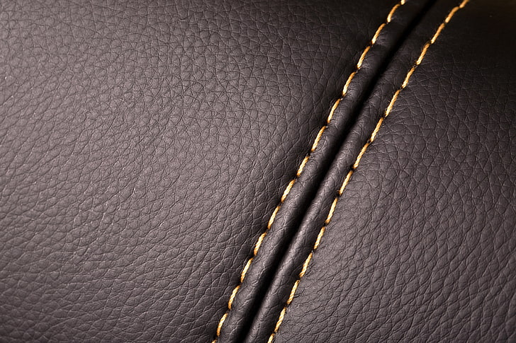 black leather cushion, background, texture, seam, thread, backgrounds, HD wallpaper