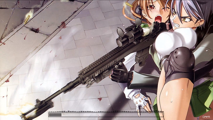 anime girls, snipers, Highschool of the Dead, Miyamoto Rei, HD wallpaper