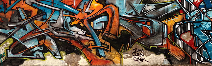 graffiti art, art and craft, multi colored, creativity, backgrounds, HD wallpaper