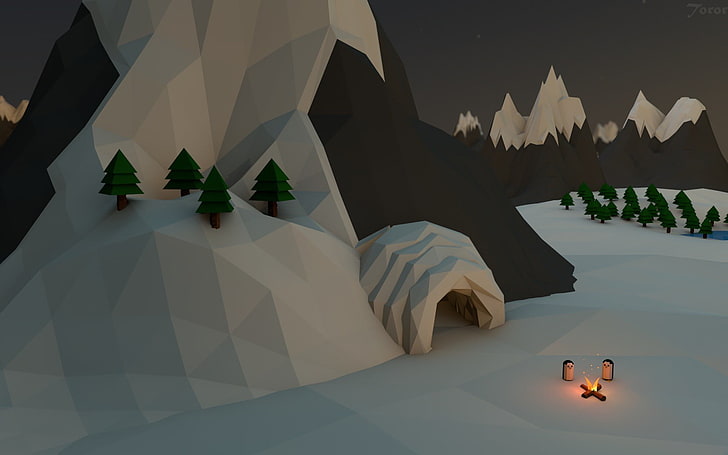 white igloo scale model, low poly, digital art, animal themes