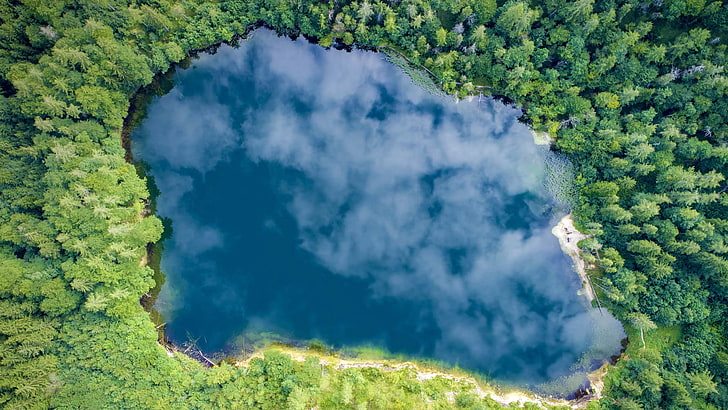 nature, landscape, water, clouds, lake, aerial view, Austria, HD wallpaper