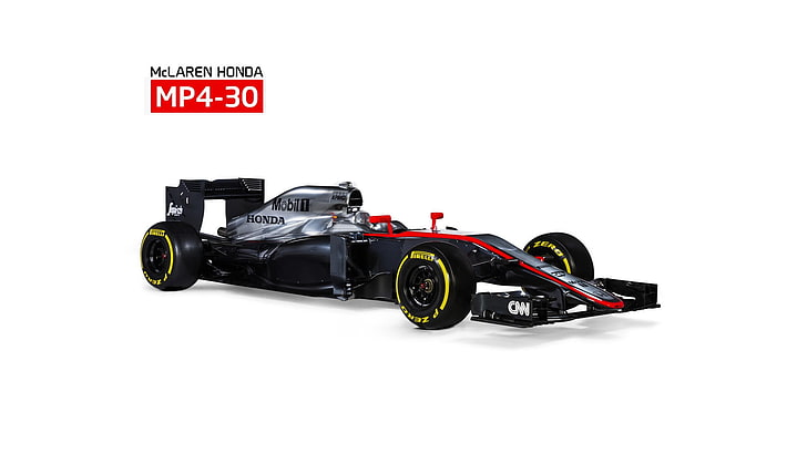 black McLaren Honda MP4-30 cart, race cars, Formula 1, McLaren F1, HD wallpaper