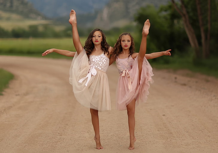 HD wallpaper: women's pink dress, children, girls, dance, little dance...