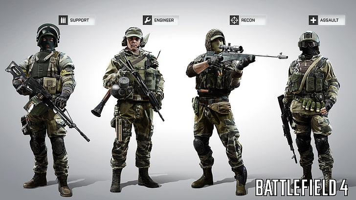 Battlefield 4 soldier digital wallpaper, machine gun, Engineer