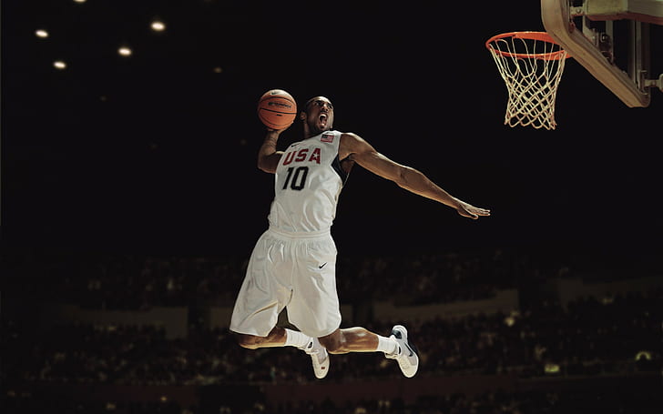 Kobe Bryant player, Basketball, USA, team, Stuck, Slam Dunk, nike HD wallpaper