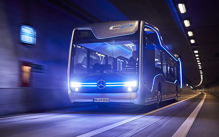 Mercedes Benz, Autonomous, Electric Bus, Future Bus, HD wallpaper