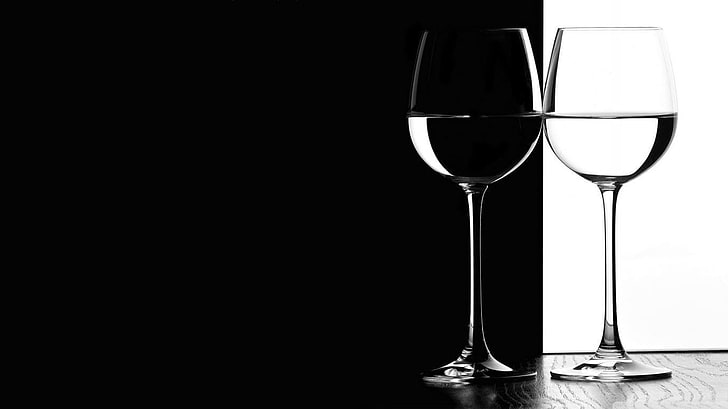 black, white, glass, alcohol, refreshment, food and drink, wineglass, HD wallpaper