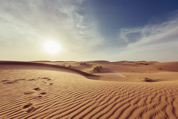 nature, hot, barren, dawn, desert, arid, landscape, dry