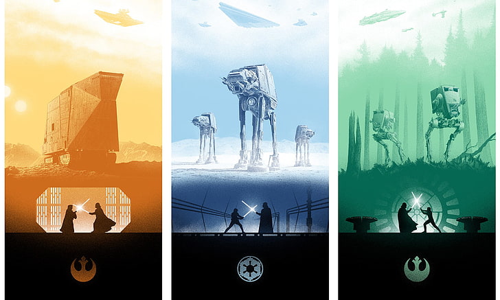 Star Wars clip art, poster, A New Hope, Return of the Jedi, The Empire Strikes Back, HD wallpaper