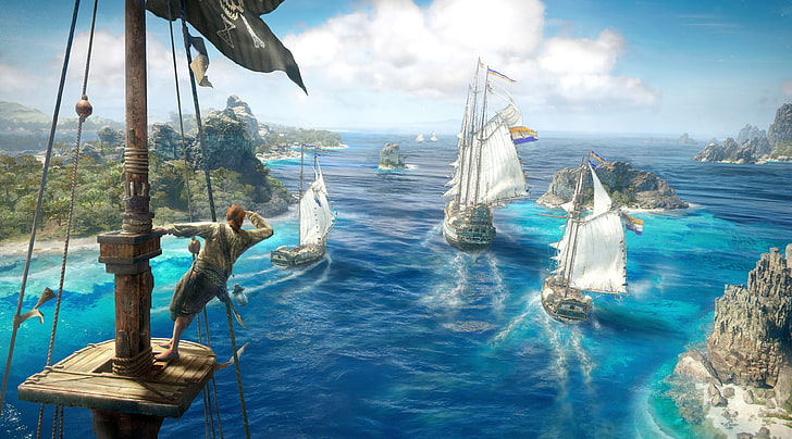 Skull and Bones, Games, Other Games, Ships, videogame, 2018, water, HD wallpaper