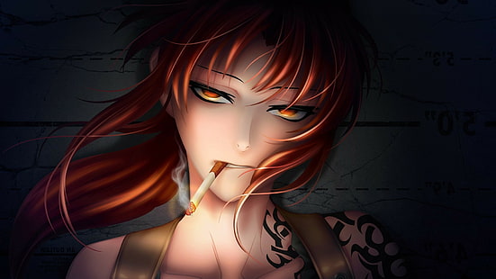HD wallpaper: anime, Anime Girls, Badass, Black Lagoon, cigarettes, Red  Eyes | Wallpaper Flare