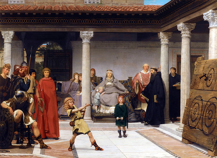 The Education of the Children of Clovis, Lawrence Alma-Tadema, HD wallpaper