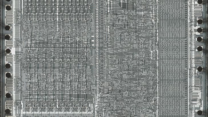 integrated circuits, CPU, MOS 6502, electronics, microscopic, HD wallpaper