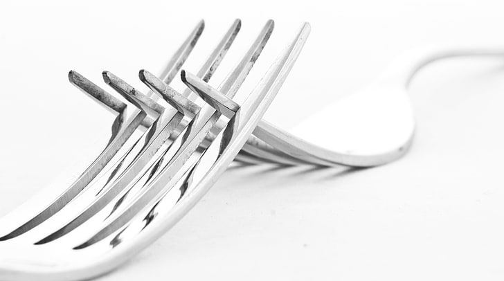 Forks Dof, two gray forks, Aero, White, Creative, Magic, Beautiful HD wallpaper