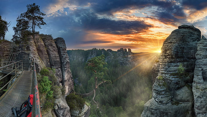 Elbe Sandstone Mountains Highland In The Czech Republic Sunset Wallpapers High Resolution For Android Iphone And Computers 3840×2160