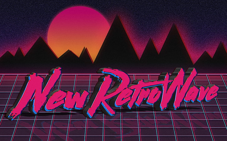 New Retro Wave digital wallpaper, neon, 1980s, synthwave, vintage