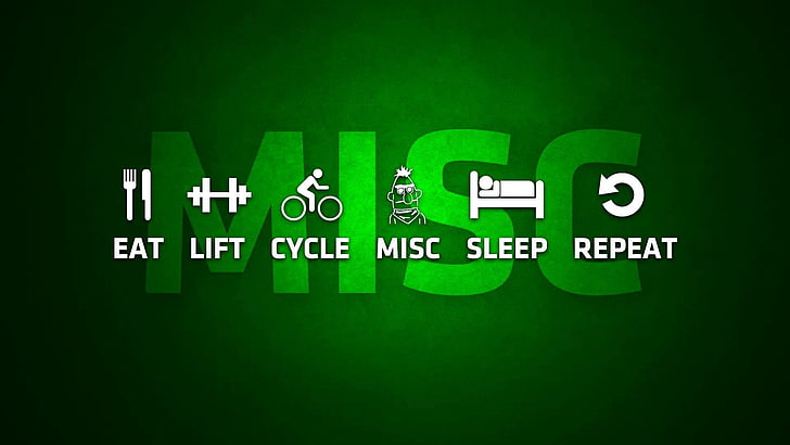 eat, lift, misc, repeat, sleep