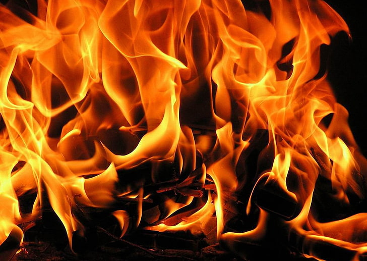 red flame, fire, burning, dark, fire - natural phenomenon, heat - temperature, HD wallpaper