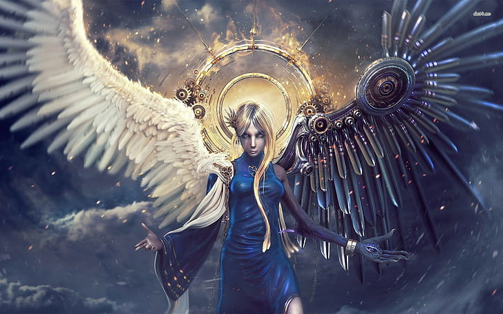 angel, Corruption, digital art, Long Hair, wings, HD wallpaper