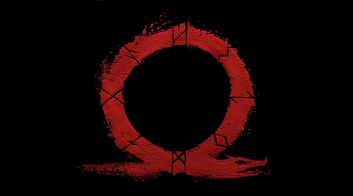 round red and black logo, God, God of War, Kratos, Omega, valhalla HD wallpaper
