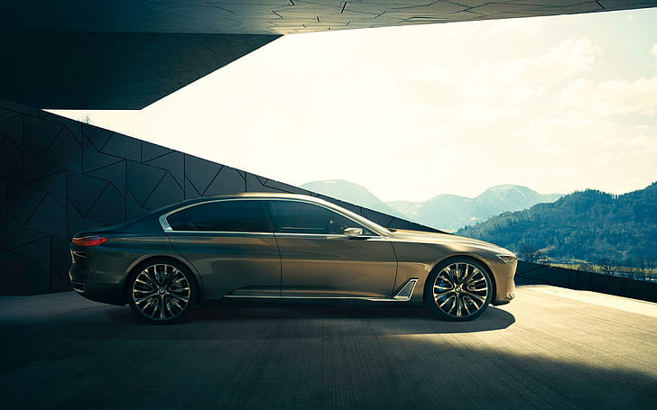 BMW Vision Future Luxury Concept 3, silver sports sedan, cars, HD wallpaper