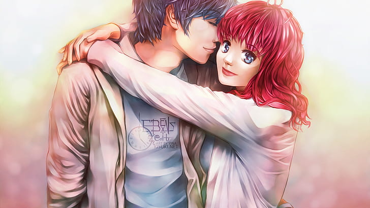 Anime boy and girl, lover, man and woman anime character, HD wallpaper