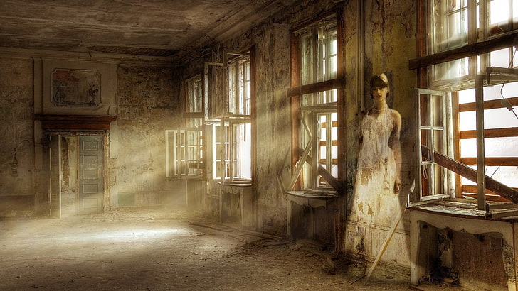 interior, abandoned, window, room, photo manipulation, sun rays, HD wallpaper