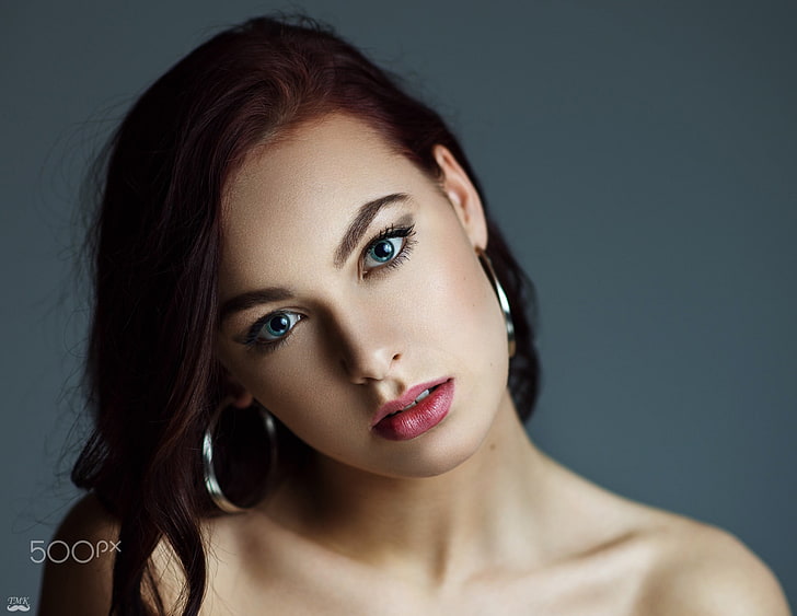 women, redhead, 500px, portrait, headshot, beauty, studio shot, HD wallpaper