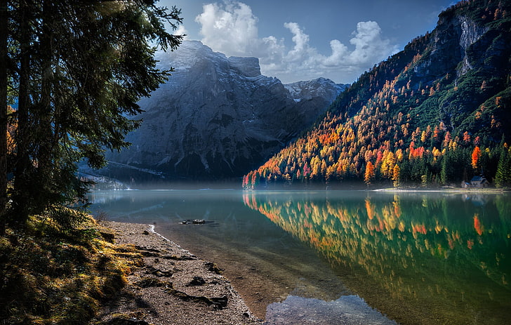 Hd Wallpaper Forest Mountains Lake Italy Bolzano Lake Carezza
