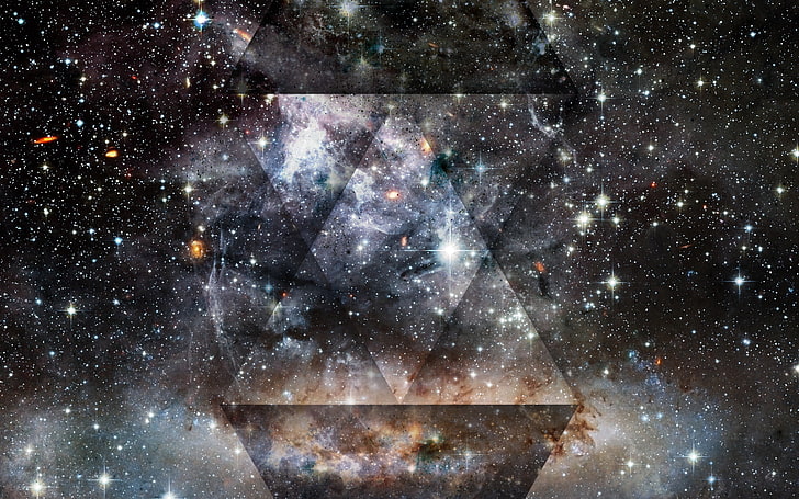 galaxy wallpaper, triangle, light, point, spot, shine, nebula