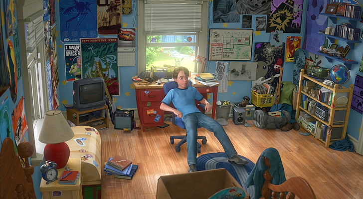 Toy Story 3 Andi, man sitting on chair near window wallpaper