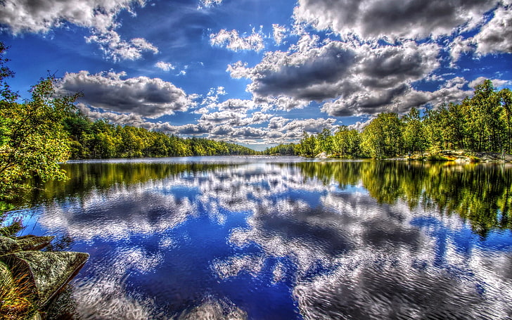 reflection, water, cloud - sky, tree, beauty in nature, scenics - nature, HD wallpaper