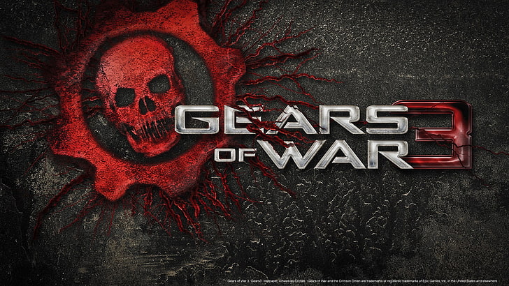 Gears of War 3 wallpaper, video games, red, text, communication, HD wallpaper