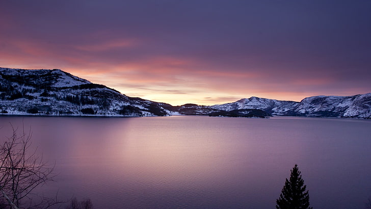 snowy hills, nature, lake, mountains, water, scenics - nature, HD wallpaper